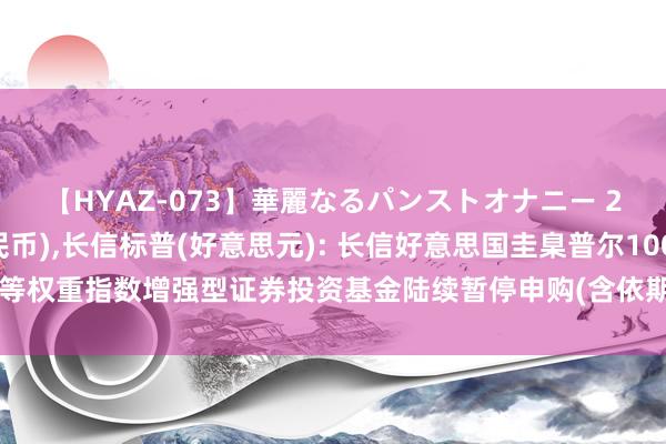 【HYAZ-073】華麗なるパンストオナニー 2 长信标普(东说念主民币),长信标普(好意思元): 长信好意思国圭臬普尔100等权重指数增强型证券投资基金陆续暂停申购(含依期定额投资)业务的领导性公告