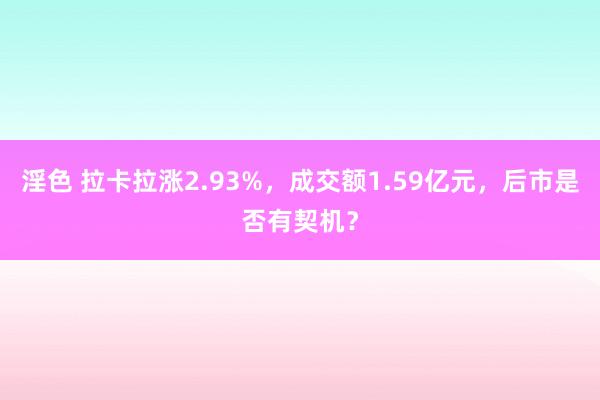 淫色 拉卡拉涨2.93%，成交额1.59亿元，后市是否有契机？